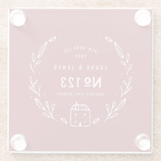 Nieuwe, met de hand getrokken flora glazen onderzetter (Achterkant)