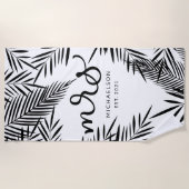 Nieuwe mevrouw | Tropisch blad Strandlaken (Voorkant)