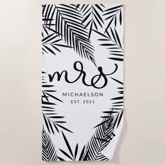 Nieuwe mevrouw | Tropisch blad Strandlaken (Voorkant)