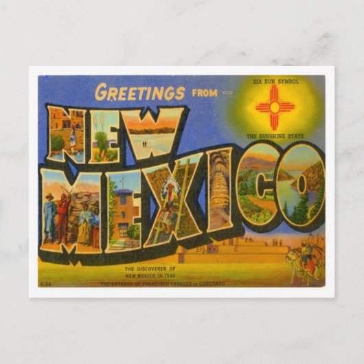 Nieuwe Mexicaanse Groeten uit de Verenigde Staten Briefkaart (Voorkant)