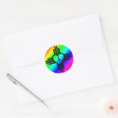 Nieuwe Mexicaanse regenboog Zia met vredeshart Ronde Sticker (Envelop)