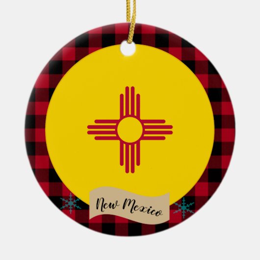 Nieuwe Mexicaanse, rode buffelvlek en nieuwe Mexic Keramisch Ornament (Voorkant)