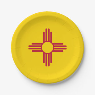 Nieuwe Mexicaanse Staatsvlag Zia Symbool Partij Papieren Bordje
