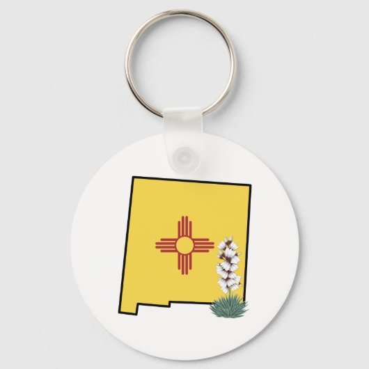 Nieuwe Mexicaanse vlag met de staatskloof Yucca Sleutelhanger (Voorkant)