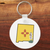 Nieuwe Mexicaanse vlag met de staatskloof Yucca Sleutelhanger (Voorkant)