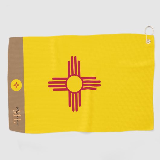 Nieuwe Mexicaanse vlag & New Mexico monogrammed/go Golfhanddoek (Horizontaal)