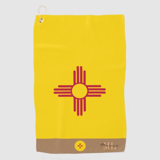 Nieuwe Mexicaanse vlag & New Mexico monogrammed/go Golfhanddoek (Voorkant)
