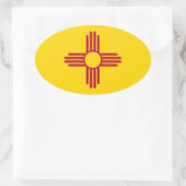 Nieuwe Mexicaanse vlag Ovale Sticker (Tas)
