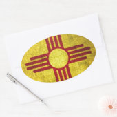 Nieuwe Mexicaanse vlag Ovale Sticker (Envelop)