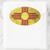 Nieuwe Mexicaanse vlag Ovale Sticker (Tas)