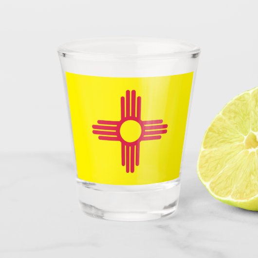 Nieuwe Mexicaanse vlag Shot Glas (Voorkant)