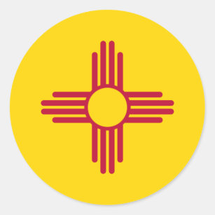 Nieuwe Mexicaanse vlag (Zia), Verenigde Staten van Ronde Sticker