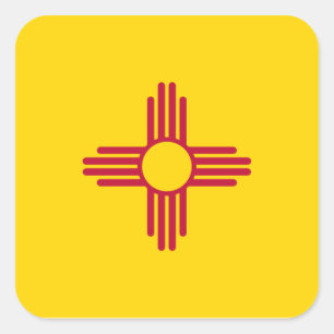 Nieuwe Mexicaanse vlag (Zia), Verenigde Staten van Vierkante Sticker