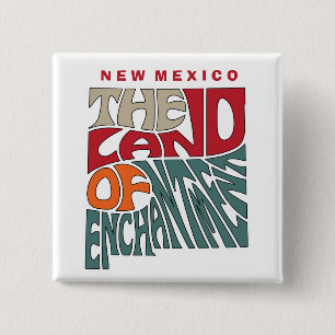 Nieuwe Mexico Nickname Word Art Vierkante Button 5,1 Cm
