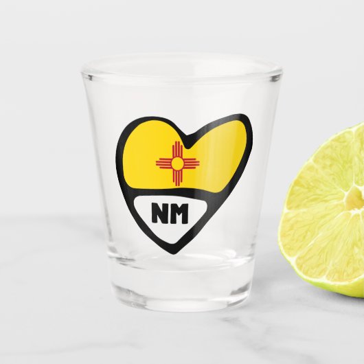 Nieuwe Mexico NM-staatsvlag voor Heart Shot Glass Shot Glas (Voorkant)