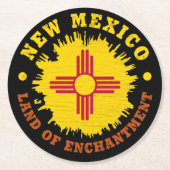 NIEUWE MEXICO STATE FLAG RONDE KARTONNEN ONDERZETTER (Voorkant)