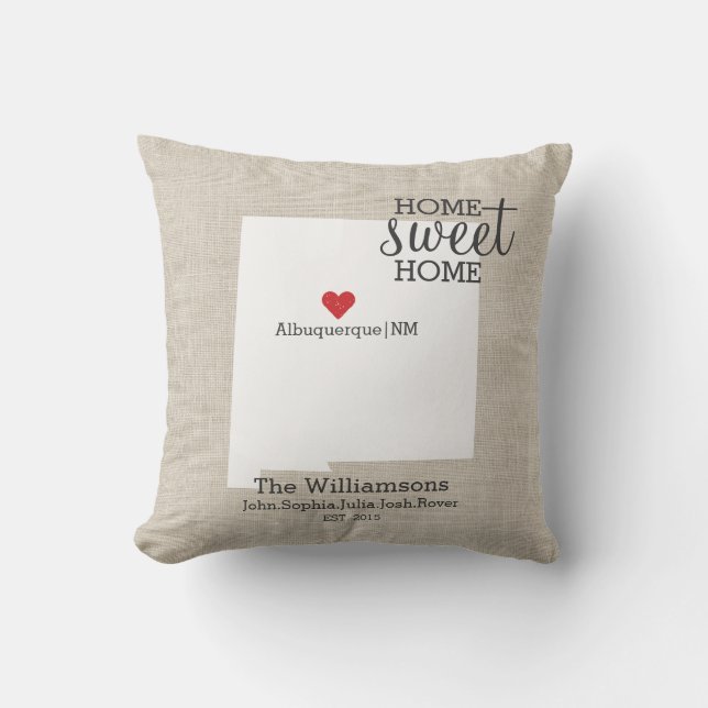 Nieuwe Mexico State Love Home Sweet Home Custom Ma Kussen (Voorkant)