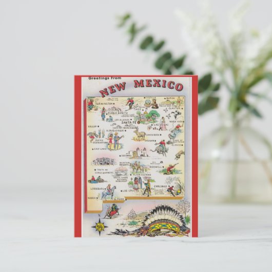 Nieuwe Mexico State Map Briefkaart (Staand voorkant)