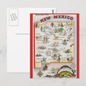 Nieuwe Mexico State Map Briefkaart (Voorkant / Achterkant)