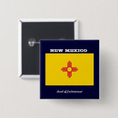 NIEUWE MEXICO-VLAG EN SLOGAN VIERKANTE BUTTON 5,1 CM (Voorkant /achterkant)