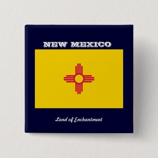 NIEUWE MEXICO-VLAG EN SLOGAN VIERKANTE BUTTON 5,1 CM (Voorkant)