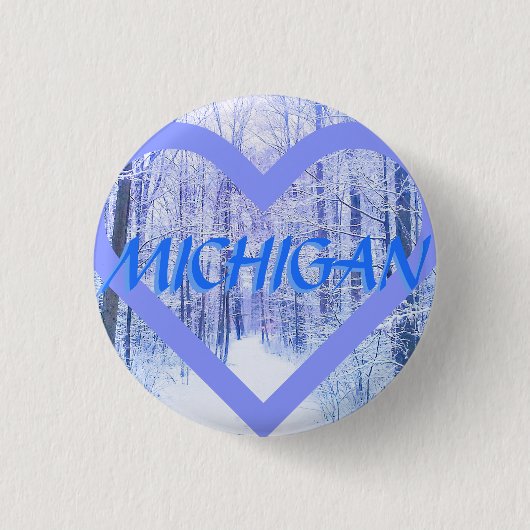 NIEUWE MICHIGAN WINTER PERIHEART PIN RONDE BUTTON 3,2 CM (Voorkant)
