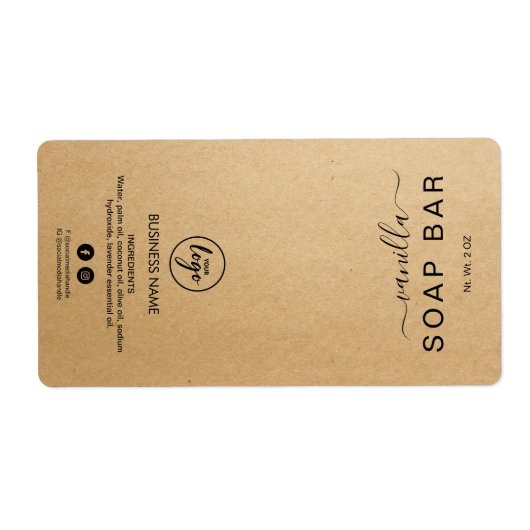 Nieuwe minimalistische Kraft Soap Bar-labels Etiket (Voorkant)