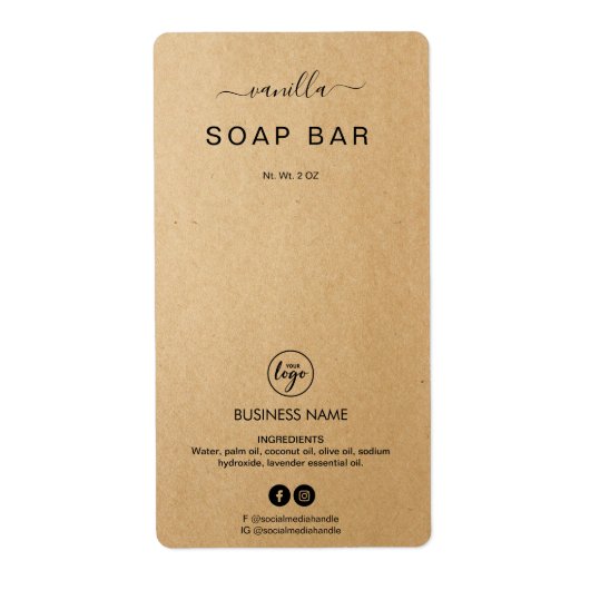Nieuwe minimalistische Kraft Soap Bar-productetike Etiket (Voorkant)