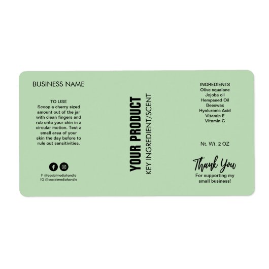 Nieuwe moderne mint-lichaampotter-jar-labels etiket (Voorkant)