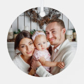 Nieuwe Moderne Stijl Dubbelzijdig Twee foto Custom Metalen Ornament (Achterkant)