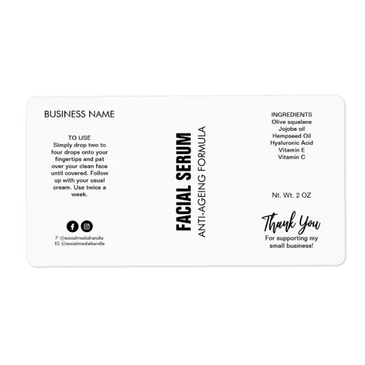 Nieuwe moderne witte dropperflaconetiketten etiket (Voorkant)