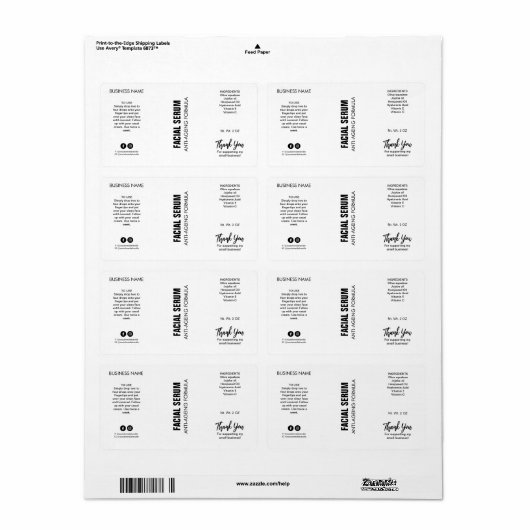 Nieuwe moderne witte dropperflaconetiketten etiket (Full Sheet)