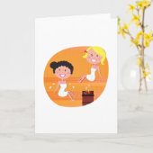 Nieuwe modieuze Groet met 2 meisjes van de Sauna Kaart (Gele Bloem)