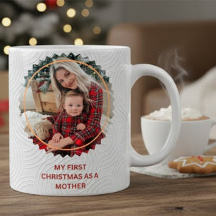 Nieuwe Moeder en Baby Matching Pyjama's Foto Koffi Grote Koffiekop
