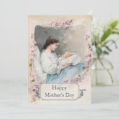 nieuwe moeder en kind met aangepaste tekst kaart (Staand voorkant)
