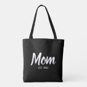 Nieuwe Moeder Gevestigde Datum Witte Script Tote Bag (Achterkant)