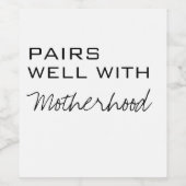 Nieuwe Moeder Gift, Paren goed met Moederschap, Ni Wijn Etiket (Enkel label)