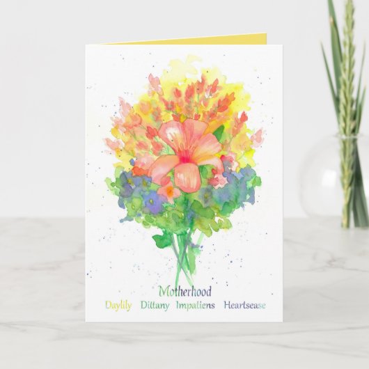 Nieuwe Moeder Lily Bloem Boeket Floriografie Kaart (Voorkant)