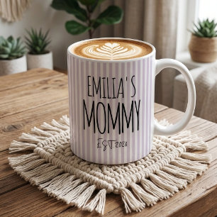 Nieuwe Moeder   Paarse Strepen Mama Papa Persoonli Koffiemok