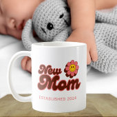 Nieuwe Moeder, retro roze bloem op maat jaar Koffiemok