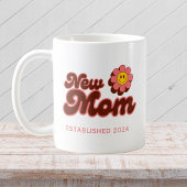 Nieuwe Moeder, retro roze bloem op maat jaar Koffiemok