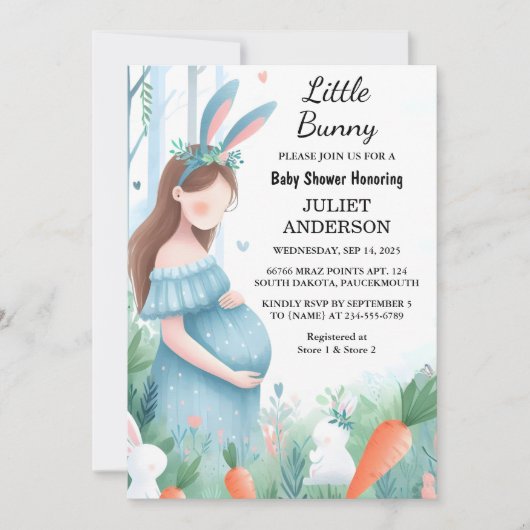 Nieuwe moeder wordt Ear Hop Blue Pink Bunny Baby s Kaart (Voorkant)