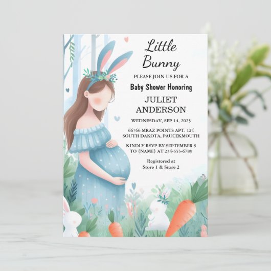 Nieuwe moeder wordt Ear Hop Blue Pink Bunny Baby s Kaart (Staand voorkant)