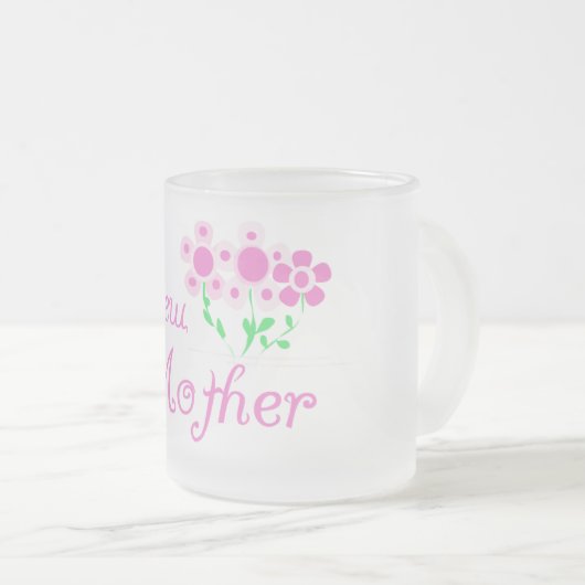 Nieuwe moederroze bloemen T-shirts en cadeautjes Matglas Koffiemok (Voorkant rechts)