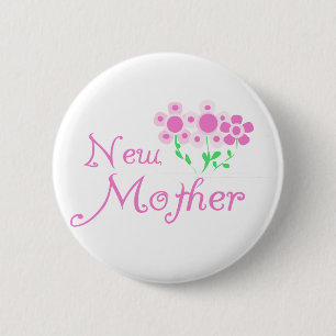 Nieuwe moederroze bloemen T-shirts en cadeautjes Ronde Button 5,7 Cm