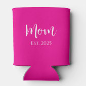 Nieuwe Mom Hot Pink Elegant Moederdag Blikjeskoeler (Achterkant)