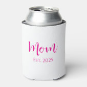 Nieuwe Mom Hot Pink Elegant Script Moederdag Blikjeskoeler (Blikje Voorkant)