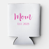 Nieuwe Mom Hot Pink Elegant Script Moederdag Blikjeskoeler (Voorkant)