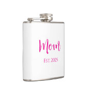 Nieuwe Mom Hot Pink Elegant Script Moederdag Heupfles (Rechts)