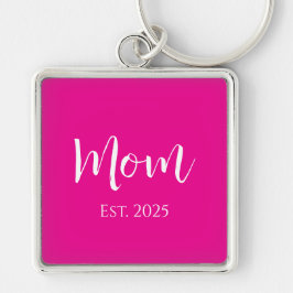 Nieuwe Mom Hot Pink Schattigee Moederdag Sleutelhanger